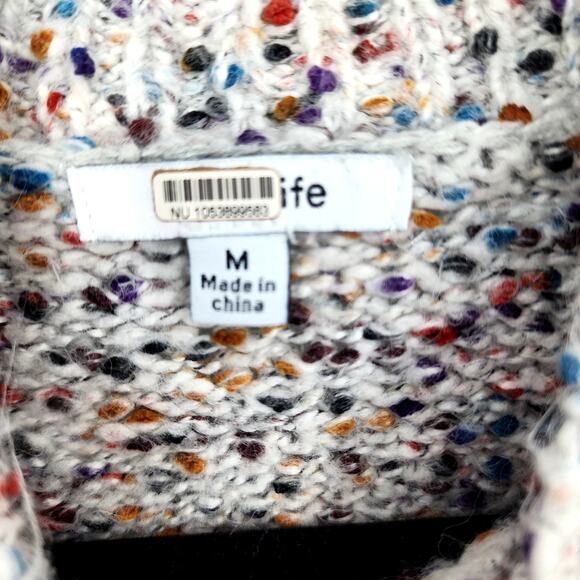 BTFL-Life Donegal Blouson Multicolored Pullover Knit Sweater Size Medium - Picture 2 of 3